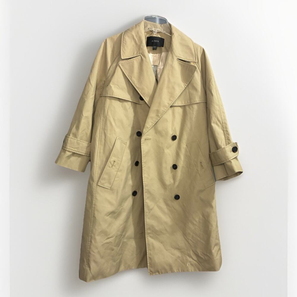 NWT J. Crew Khaki Relaxed Trench Coat in Cotton Canvas Size XXSP